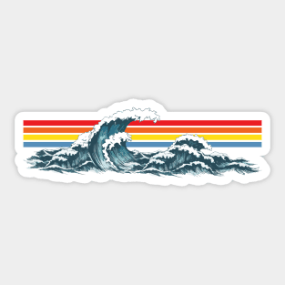 80s Sunset Waves Sticker